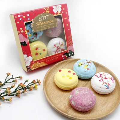 OEM logo kids bubble fizzer Macaroon bath bomb gift set