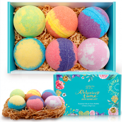 Organic private label natural handmade bath fizzer  rich bubble  spa relaxing  rainbow bath bomb  gift set