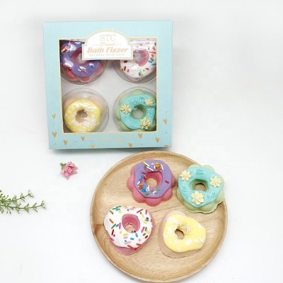 OEM private logo natural handmade bath sallt fizzy Christmas gift set  colorful bubble spa donut bath fizzer kids organic